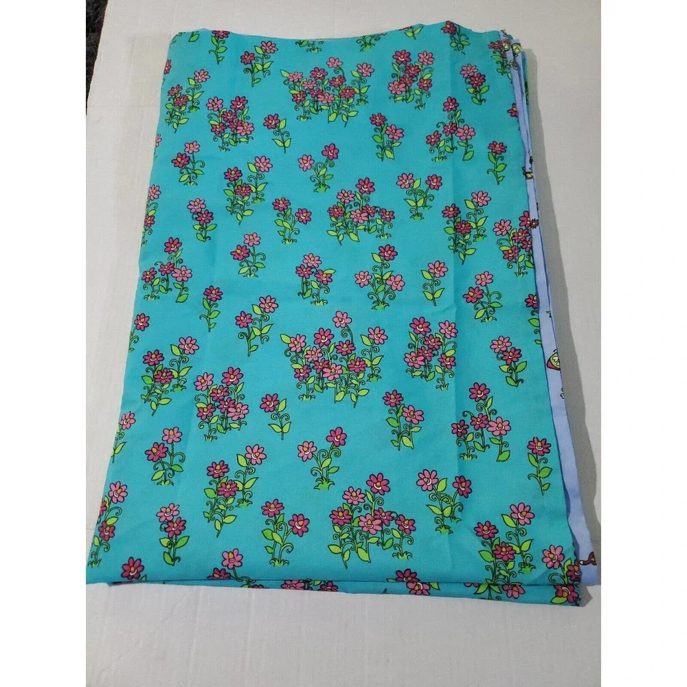 2 Kidz Mix Twin Size Reversible Flat Sheets Floral & Butterflies Cotton Blend